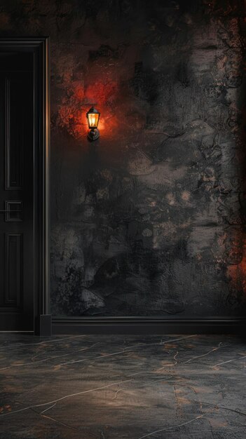 Photo dark room with door and lamp