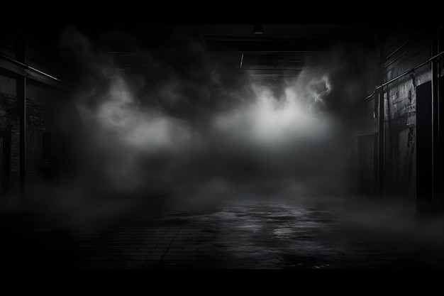 dark room with light and smoke mist or fog in the style of minimalist background AI generate