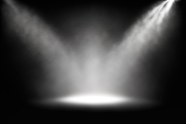 Photo dark room with light stage white smoke spotlight background generative ai