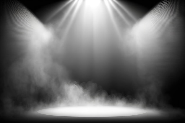 Dark room with light Stage white smoke spotlight background Generative AI