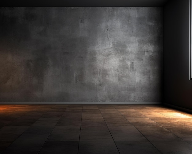 a dark room with a light on the wall and a light on the floor.