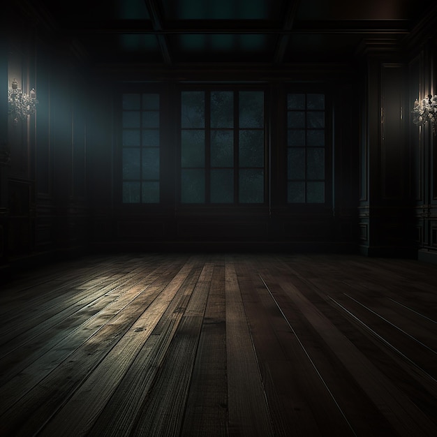 Photo dark room with wooden floor