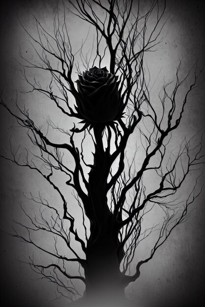 Photo dark rose with branches