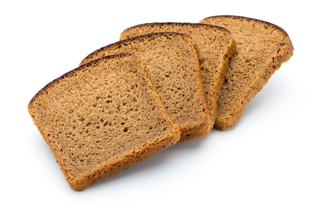 Dark rue bread on a white background.