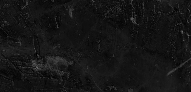 Dark scary black grunge textured concrete stone wall background Old black wall texture cement