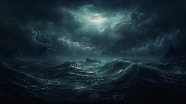 Dark sea stormy background