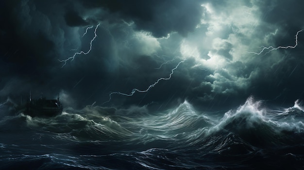 Dark sea stormy background