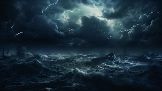 Dark sea stormy