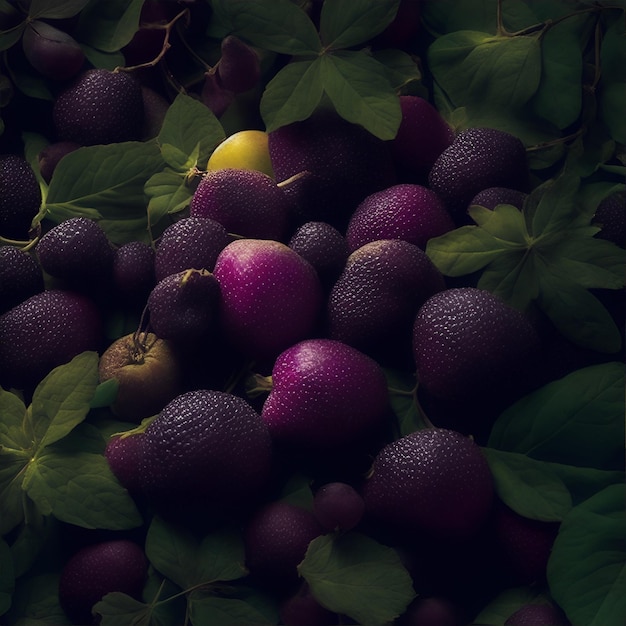 Dark shiny fruits background