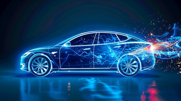 Photo the dark side of electric car batteries the hidden environmental impact created with generative ai technology