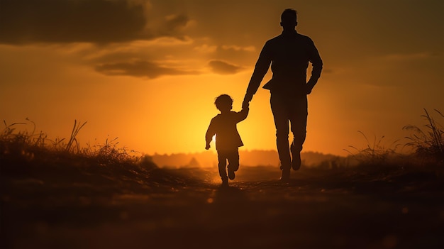 dark silhouette image of a happy couple running at a beach