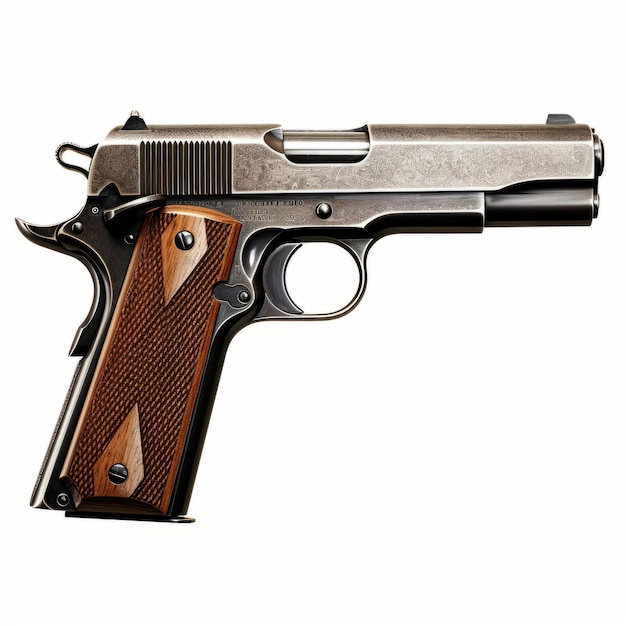 Dark Silver And Brown Sabre Colt 1911 Pistol