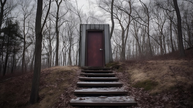 Dark Silver And Maroon Door On The Edge Of Woods