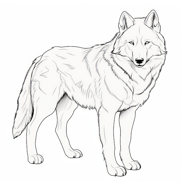 Dark And Simple Wolf Drawing For Coloring Page