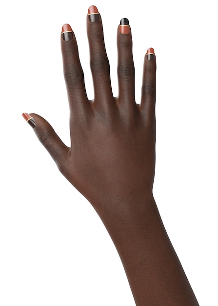 Photo dark skinned hand with fashion manicure