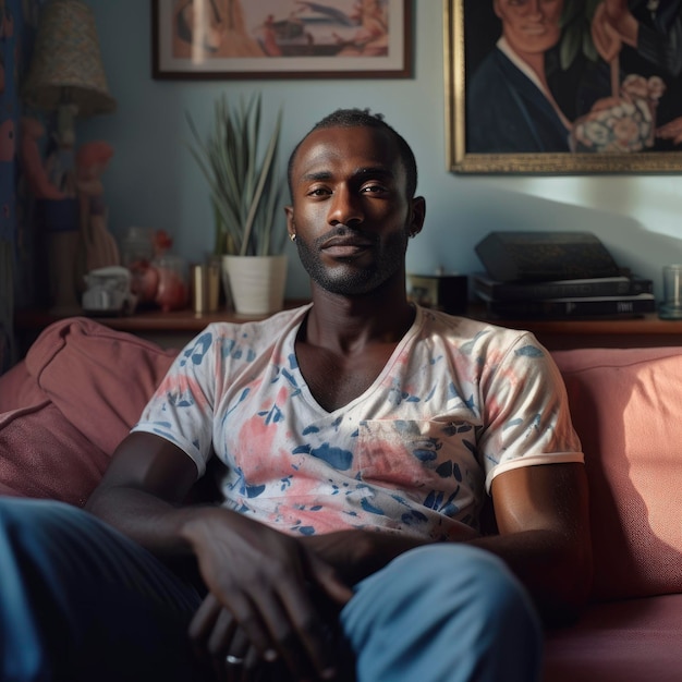 dark skinned swedish man on a casual sofa