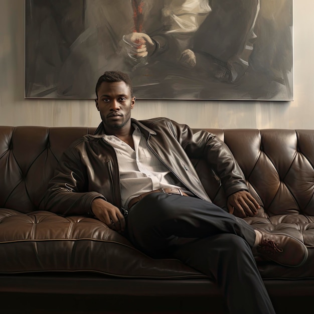 dark skinned swedish man on a casual sofa