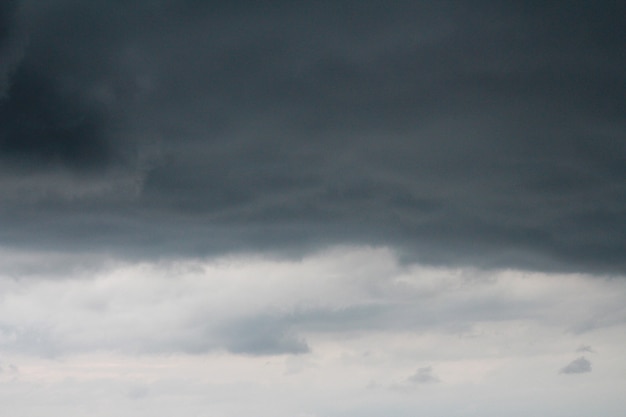 Foto cielo scuro e drammatica nuvola nera prima dell'arrivo della pioggia.