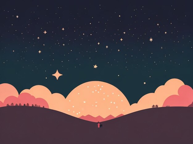 写真 新月と星を持つ暗い空の風景 天のセレナード
