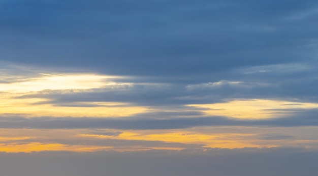 Dark sky with blue clouds at sunset