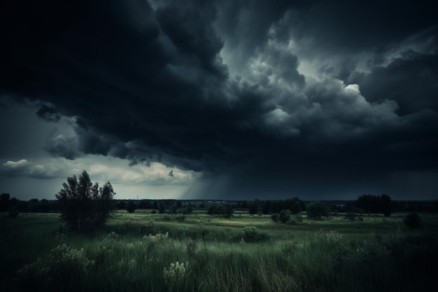 大きな雲のある暗い空と、雲が少ない暗い空。