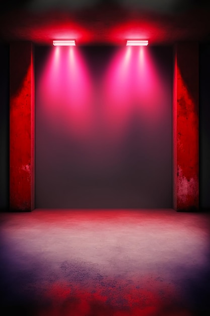 The dark stage shows. dark red background. AI Generated