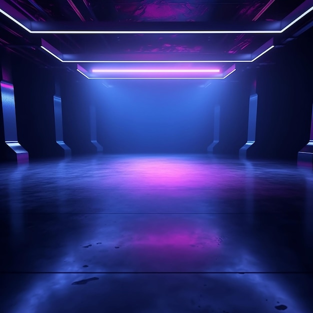 dark stage shows empty dark blue purple pink background