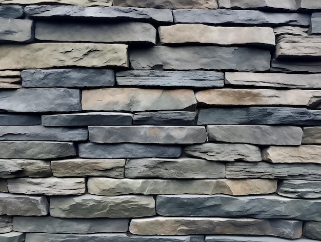 Dark stone dry stack wall