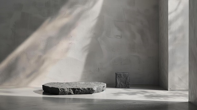 Photo dark stone podium display for product showcase in studio setting minimalistic