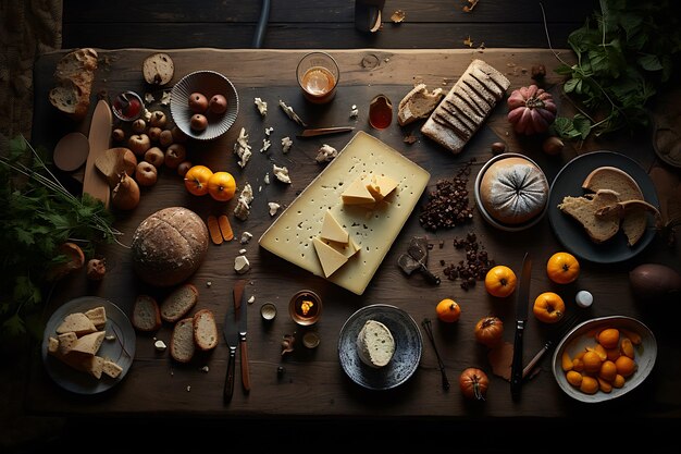 Dark Stonetop Table With Cheese