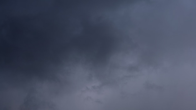 Dark storm clouds make the sky in black. The rain is coming soon. Beautiful heaven with dramatic light, sometimes heavy clouds mass charged. Abstract nature background.