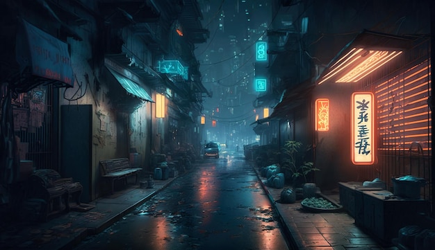 Dark cyberpunk city