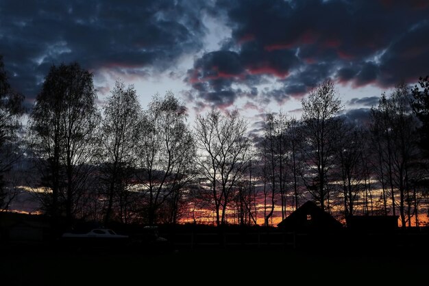 Dark sunset in a village