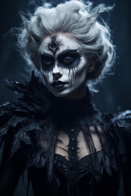 a dark theater hosts gothic performers with haunting makeup