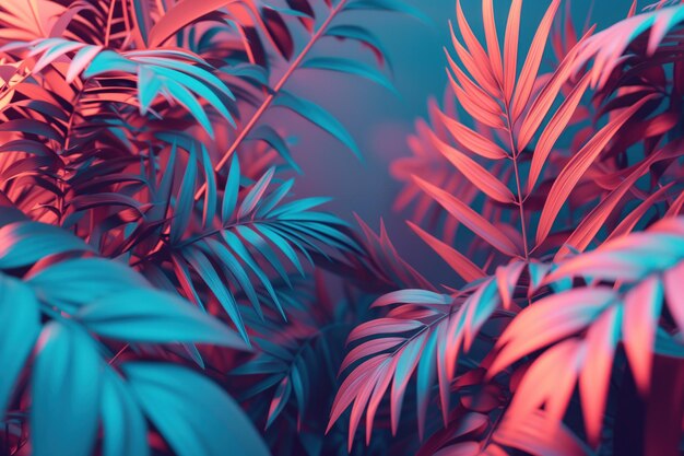 Photo dark tropical leaves luminous colorful colors