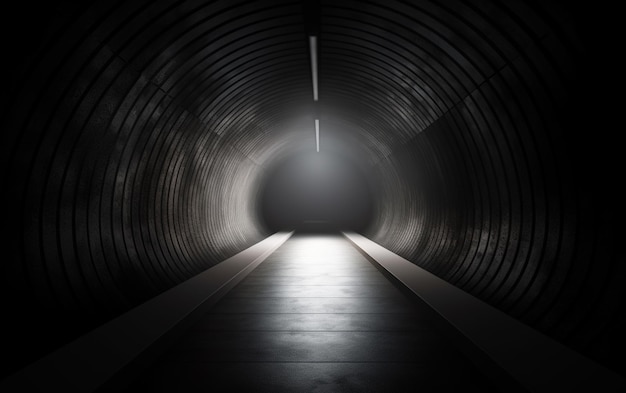 A dark tunnel with a light at the end of it