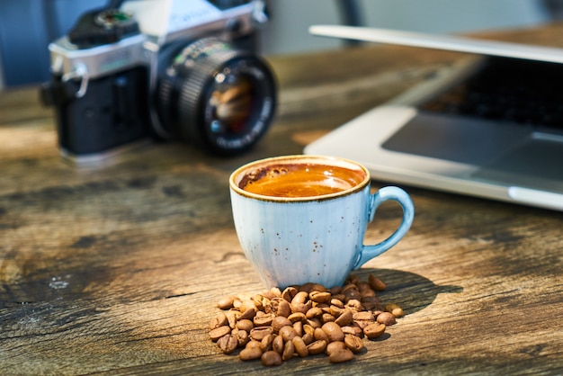 Dark Turkish coffee on the table