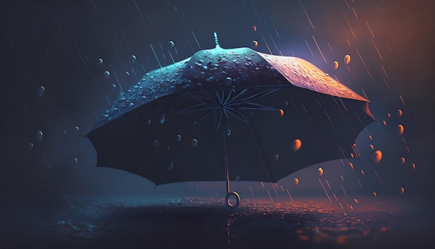 A dark umbrella in the rain