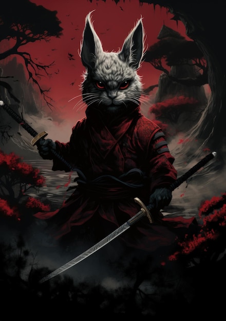 Dark usagi yojimbo wallpaper Generative AI