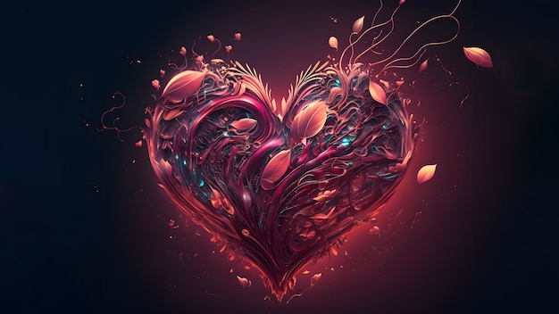 Dark valentines day ornate fantasy heart symbol neural network generated art