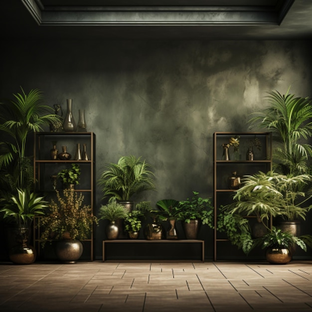 Premium Photo | Dark wall empty room