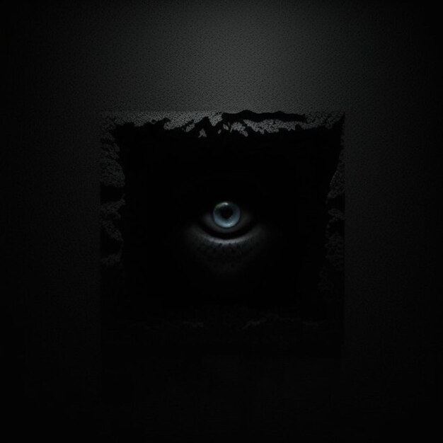 Photo a dark wall with a blue eye and a black background