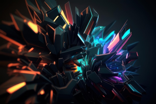 A dark wallpaper with a colorful image of a crystals