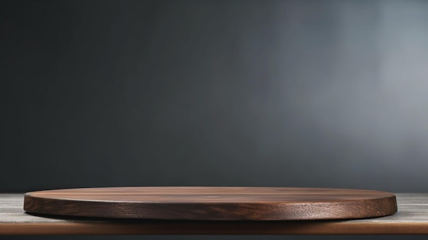 dark wood board empty table for products display