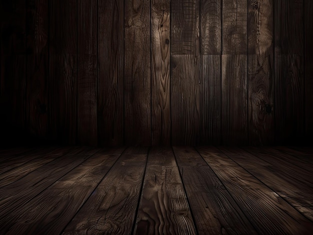 A dark wood floor with a wooden floor and a dark background.