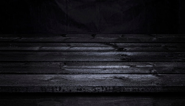 Dark wood table black wooden interior