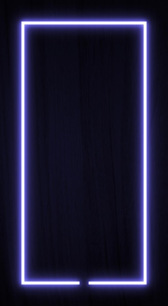 Dark wood wall background blue neon light and rectangle shape with vertical banner