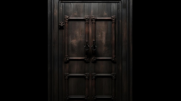 Photo a dark wooden door with a dark wooden frame.