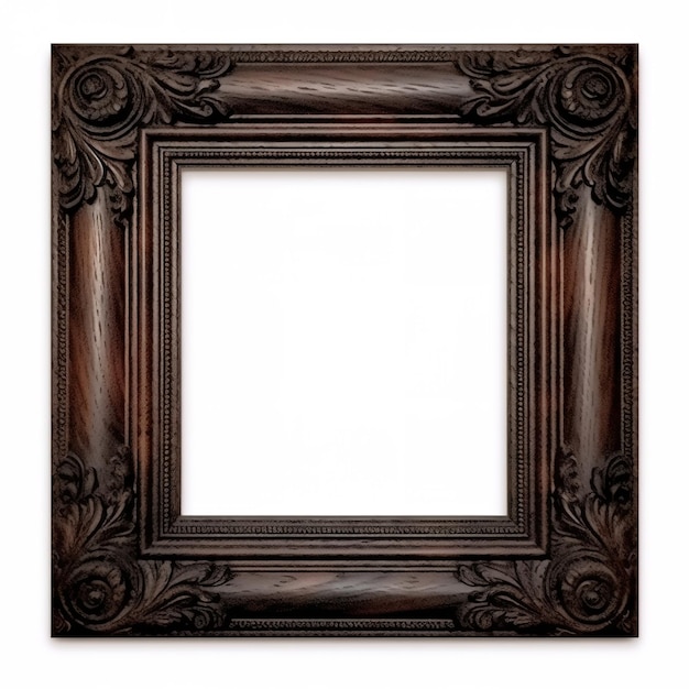 Dark wooden empty wall painting frame