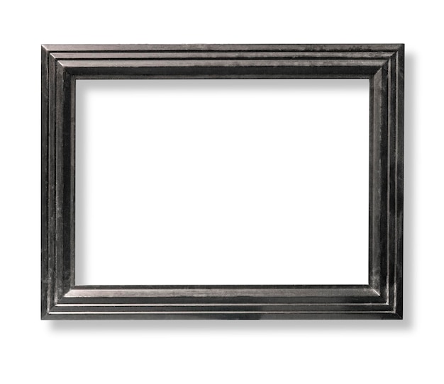 Dark wooden picture frame isolated on white background, with clipping path